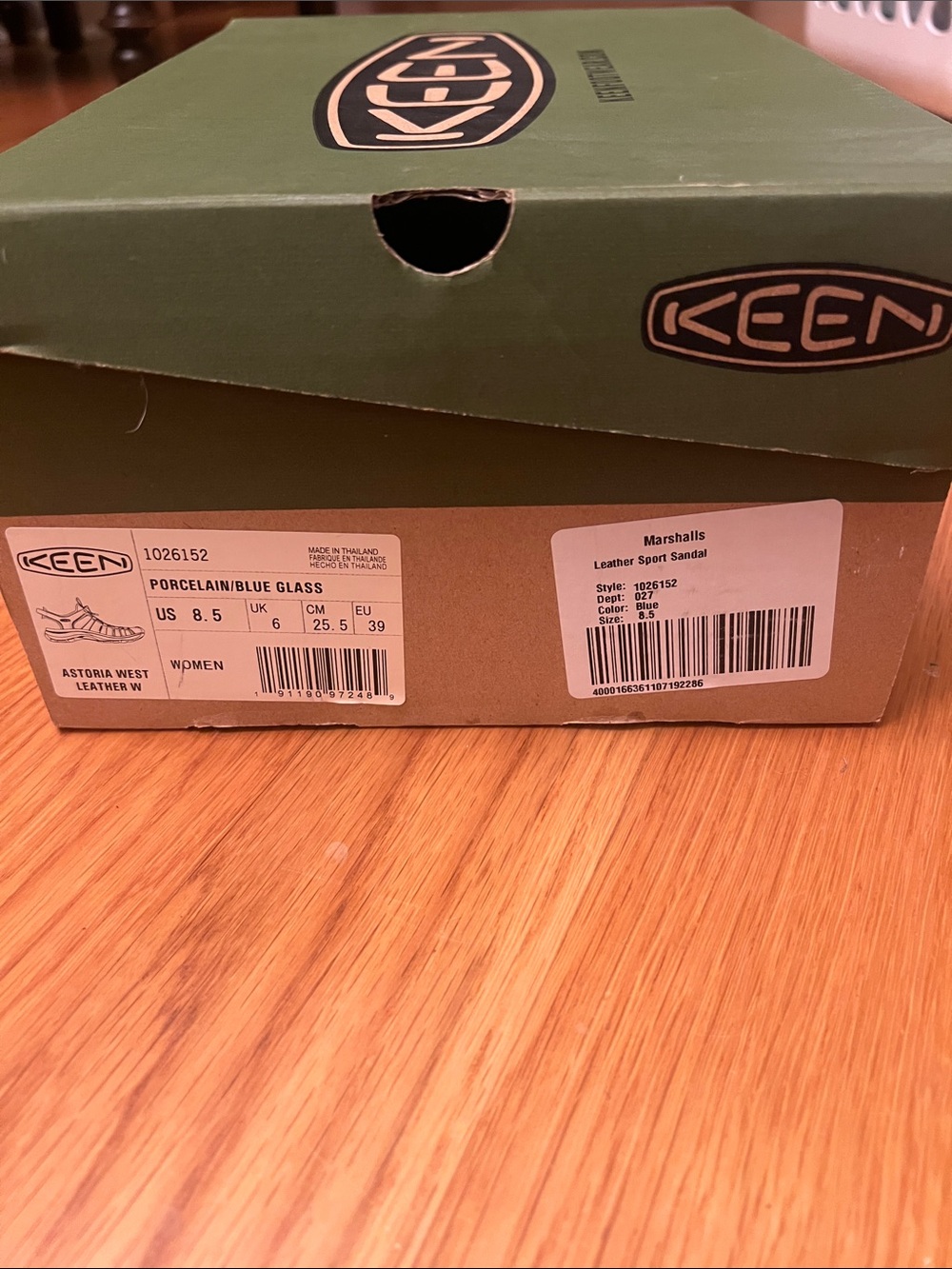 Keen Astoria West Leather Wedge Sandal - Porcelain & Blue Glass